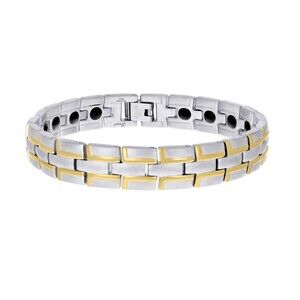 Stainless Steel Yellow-tone Mens Fashion Bracelet Size 8.5 Inches